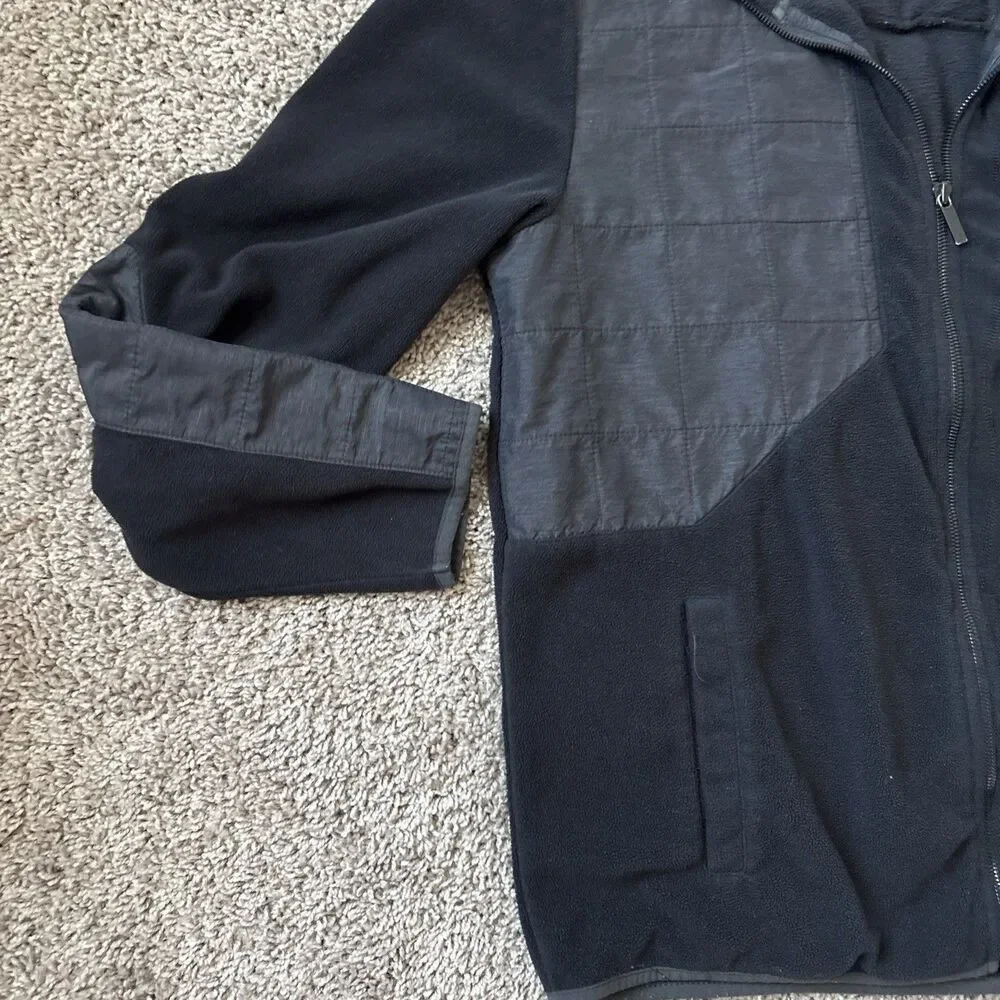 Calvin Klein Jacket Mens XL Black Full Zip Fleece Polyester Jacket Vintage New
